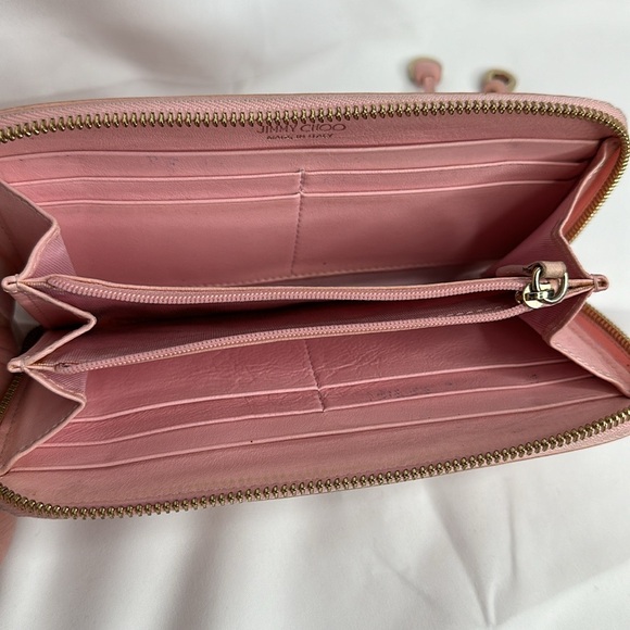 JIMMY CHOO FILIPA Star-embossed Leather Wallet Pink & Gold Leather Signat… - Picture 16 of 17